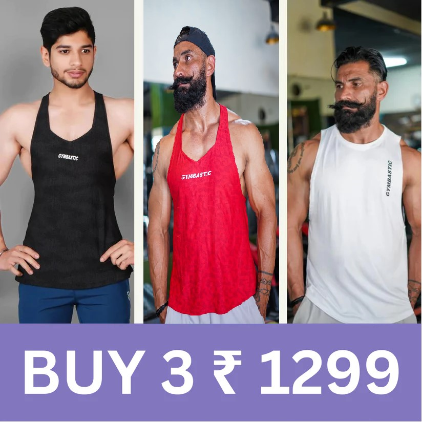BUY 3 COMBO RED MAROON WHITE BLACK GYM VEST