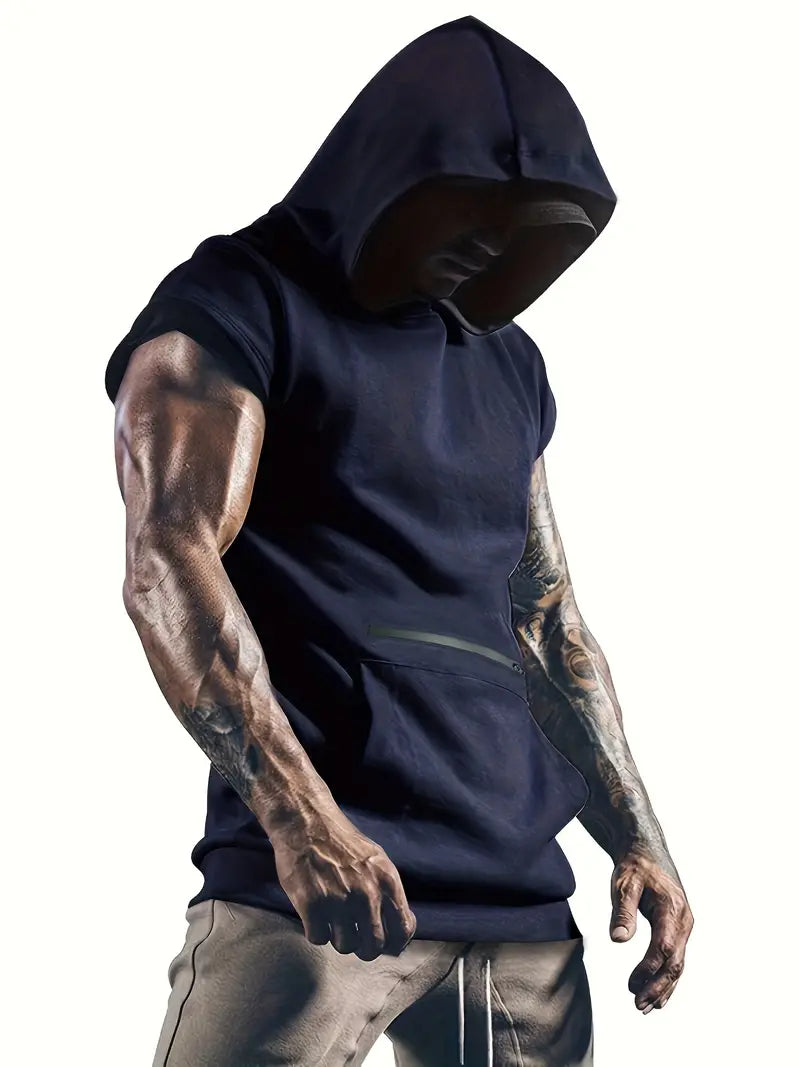 Men's Solid Hooded Tank Top