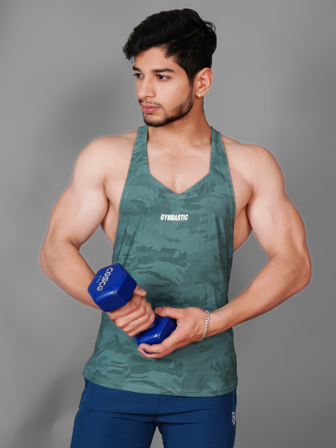 Y-OLIVE GREEN GYM VEST