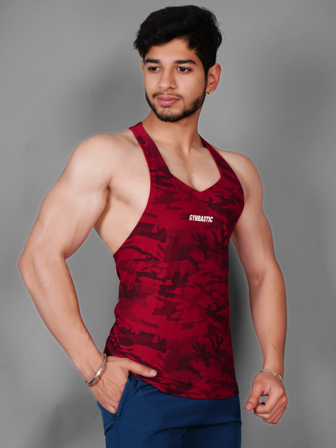 2-COMBO Y-RED MAROON AND GREEN GYM VEST