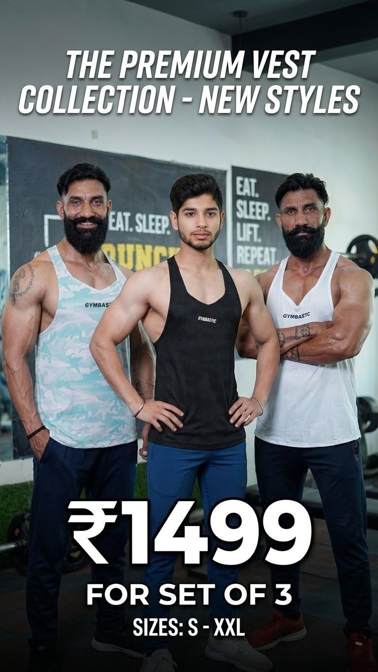 Combo of 3 Gym vest (White,Black,Ocean white)