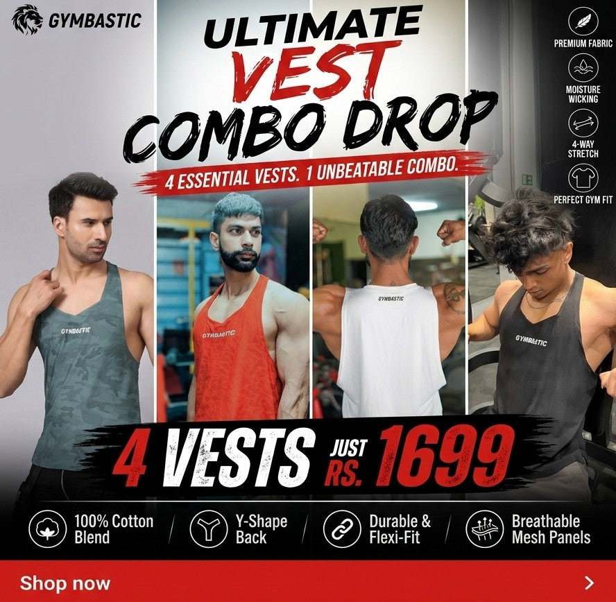 Combo of 3 Gym vest + 1 Arm Tank Free