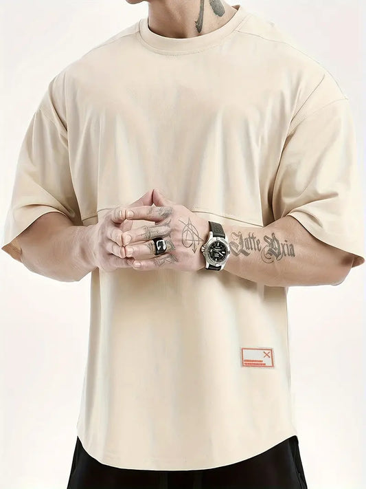 Men's Solid Creative Loose Top